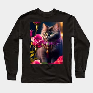 Fall in Love with Persian Cat and Roses Long Sleeve T-Shirt